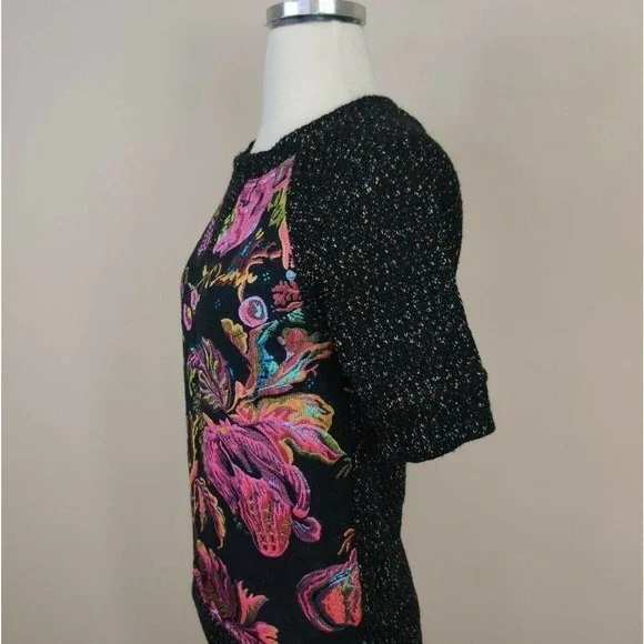 Anthropologie James Coviello Brocade & Knit Short Sleeve Top - Picture 7 of 9